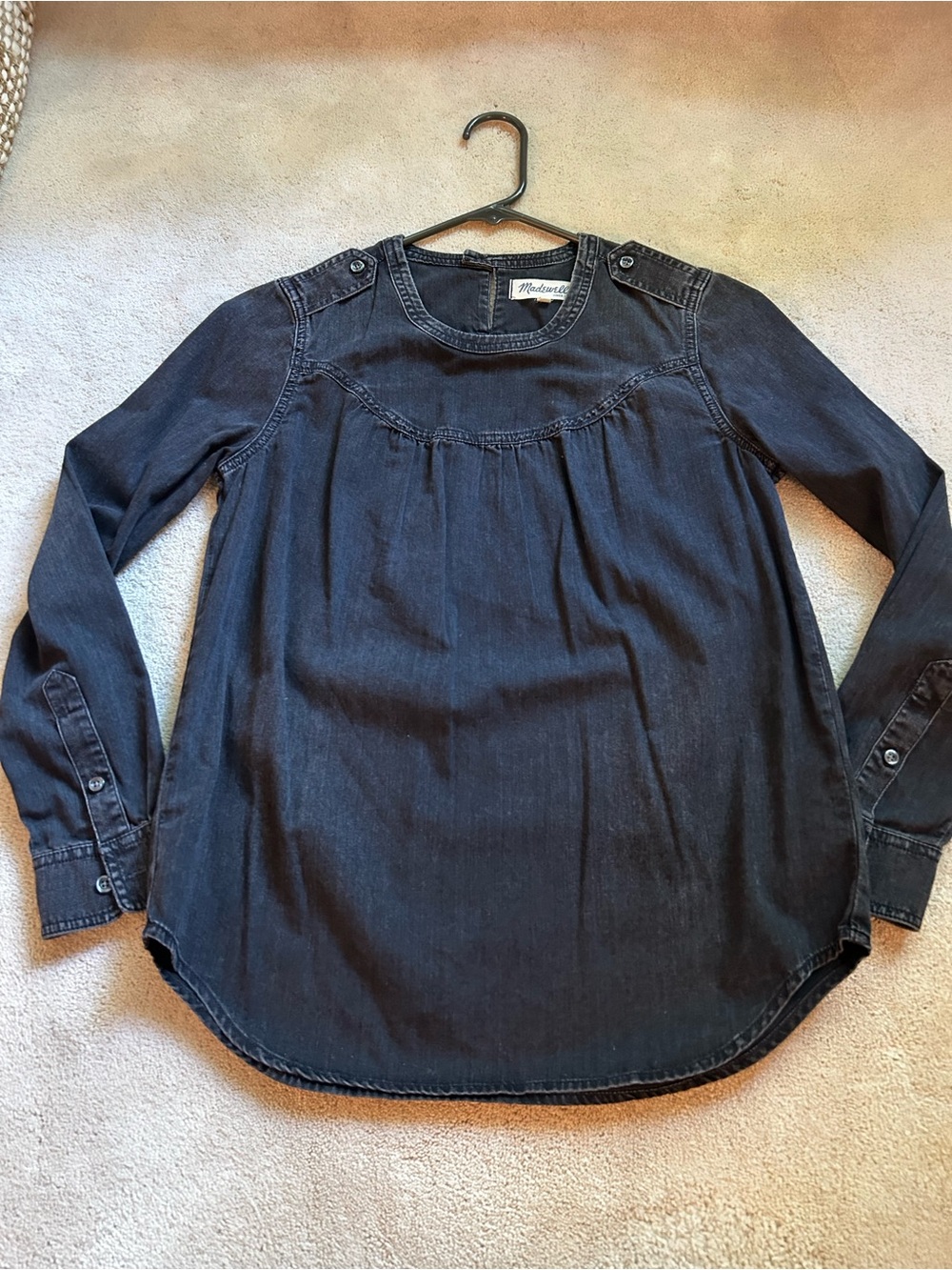 Madewell Faded Black Denim Long-Sleeve Shirt XS